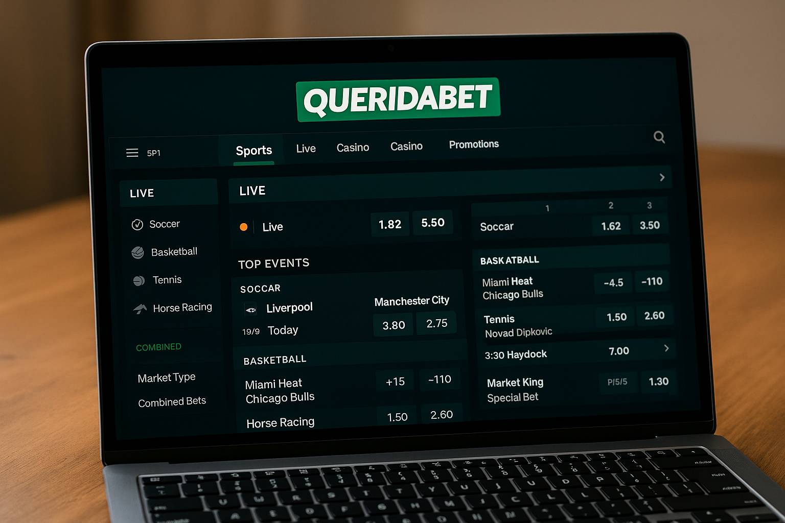 Apostas esportivas no cassino online QUERIDABET